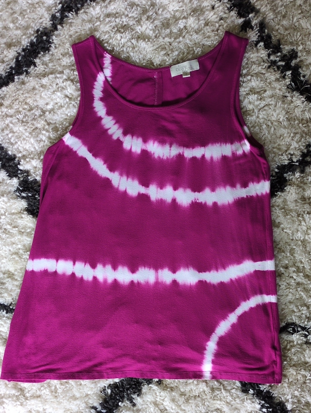 Olive & Oak Tie-Dye Scoop Neck Tank Top Blouse. Sz S Magenta/White - Picture 9 of 9